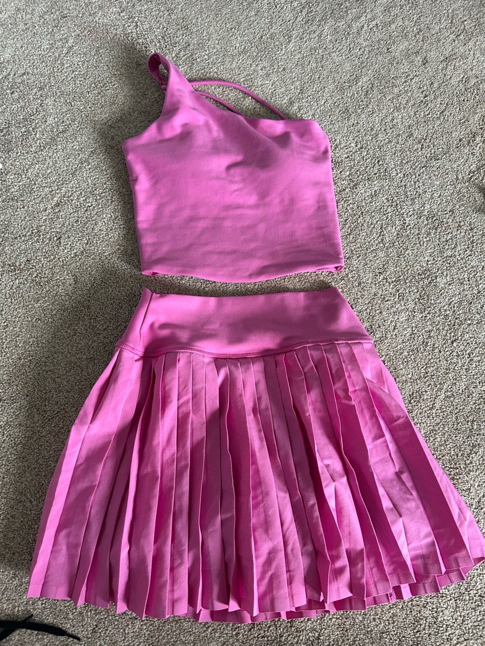 Abercrombie Matching Set YPB Pleated Pink Women's Top and Skirt